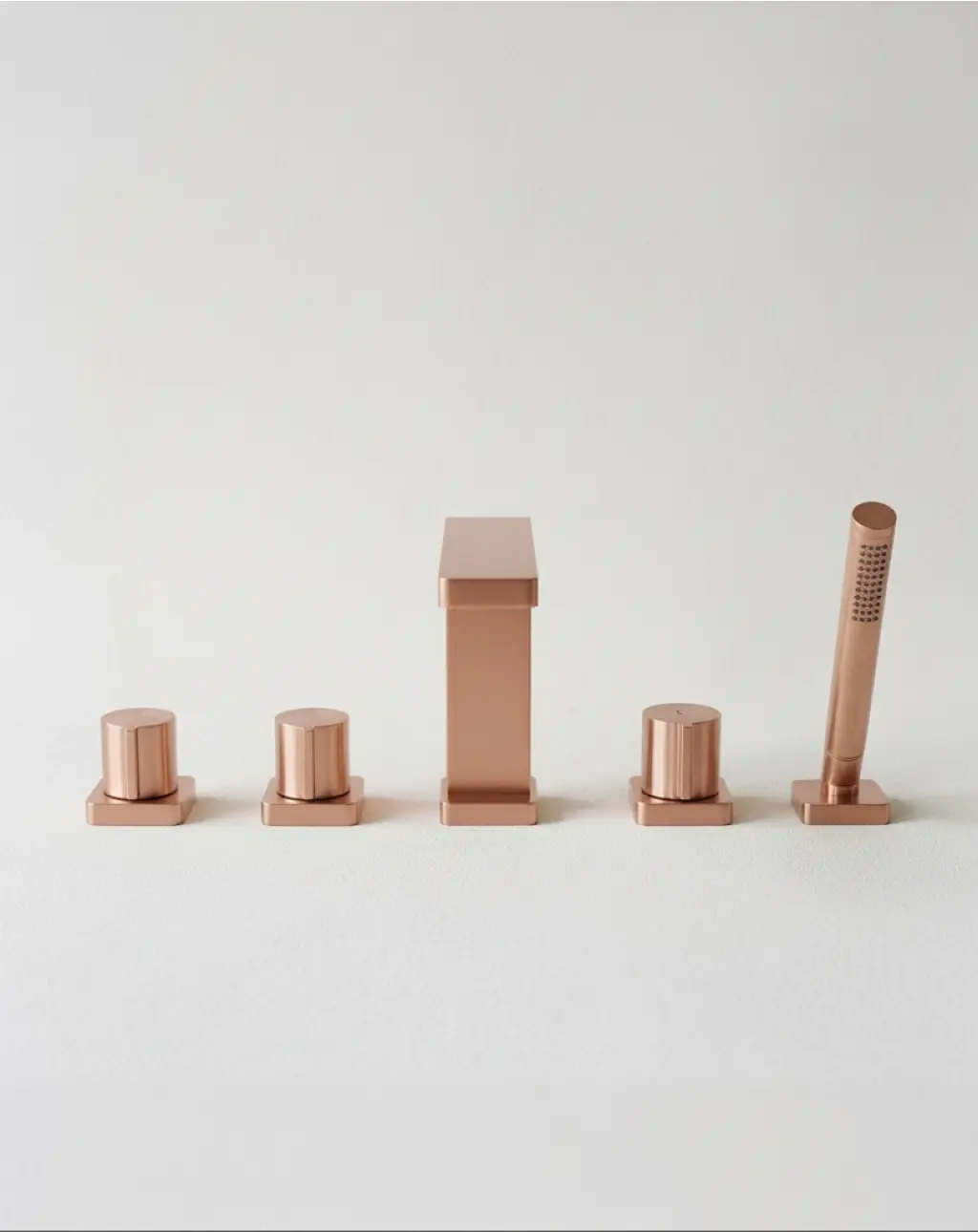 Robinet mélangeur bain-douche, 5 trous laiton, 45cm, or rose mat, Carrousel