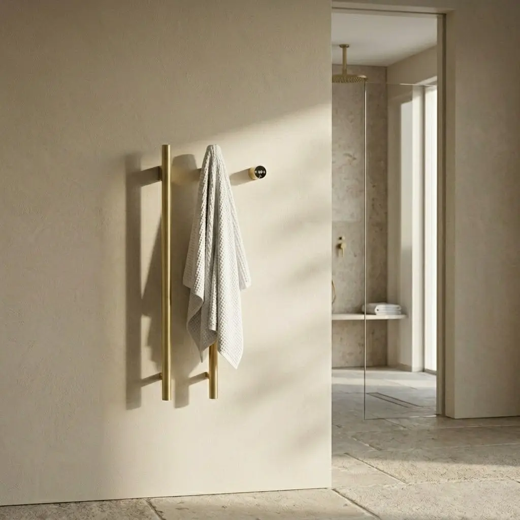 Sèche serviette 90x44x10, 45W, Doré brossé, Ondia 