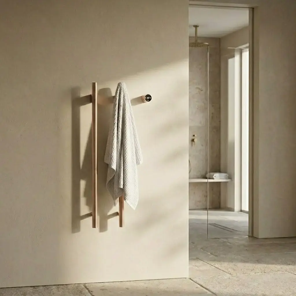 Sèche serviette 90x44x10, 45W, Doré rose brossé, Ondia  