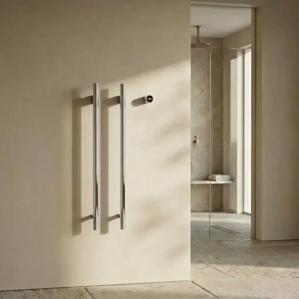 Sèche-serviettes mural électrique 45W finition inox brossé Ondia