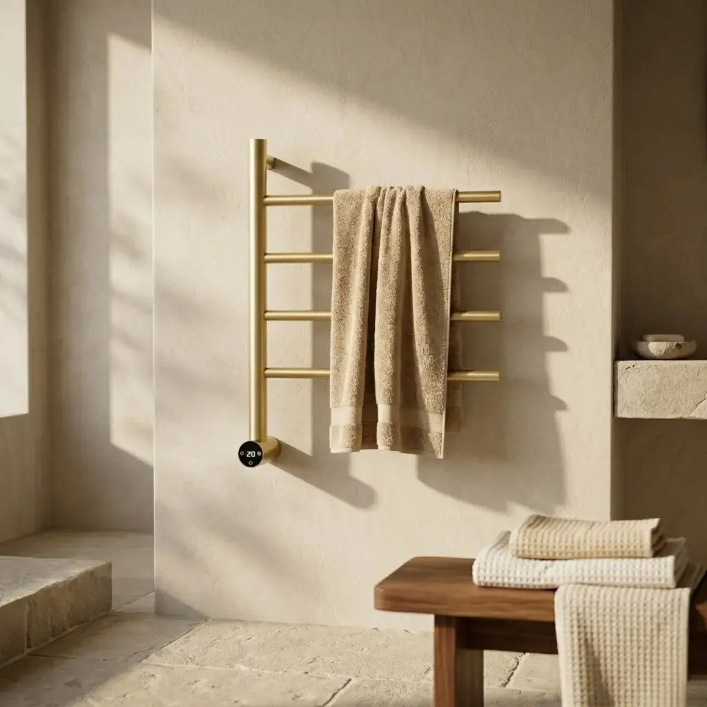 Sèche-serviettes mural électrique 75W finition doré brossé Elios