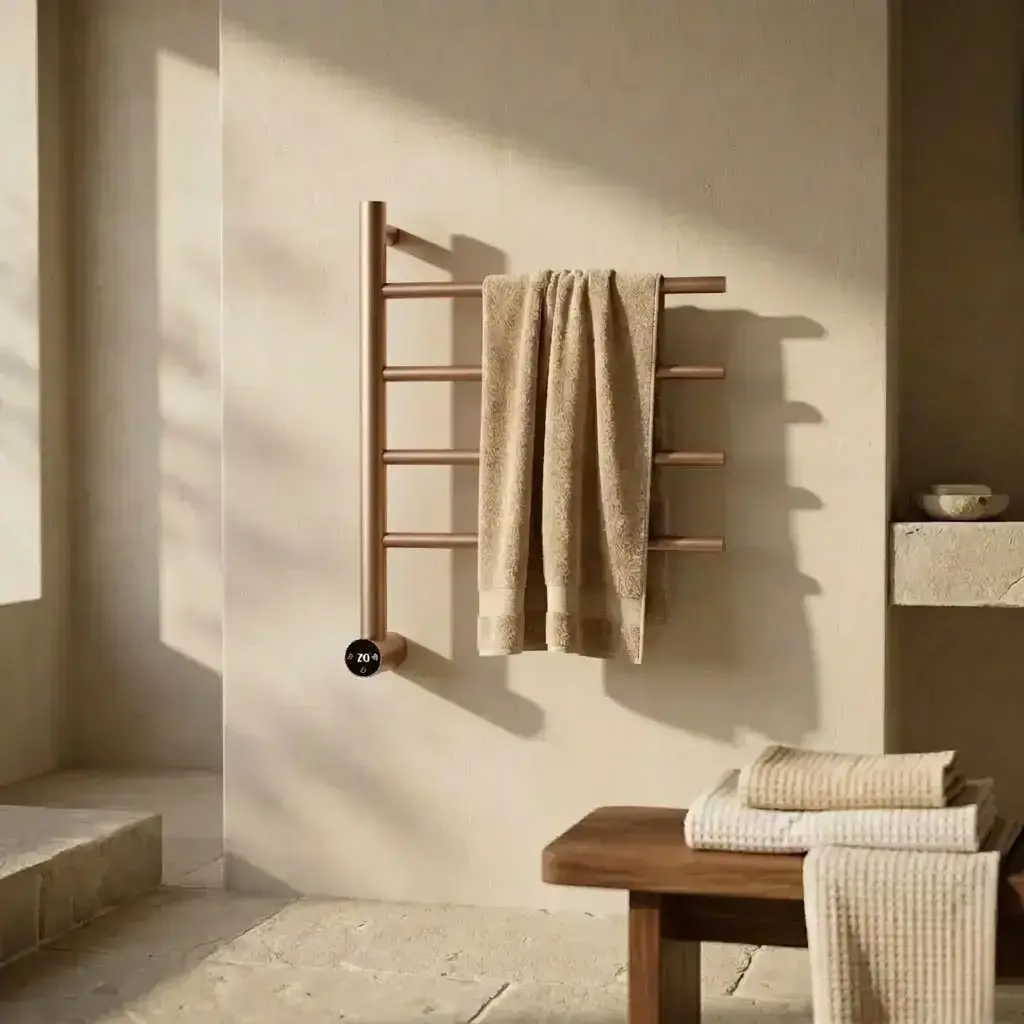 Sèche serviette 47.3x57x12cm, 75W, Doré rose brossé, Elios   