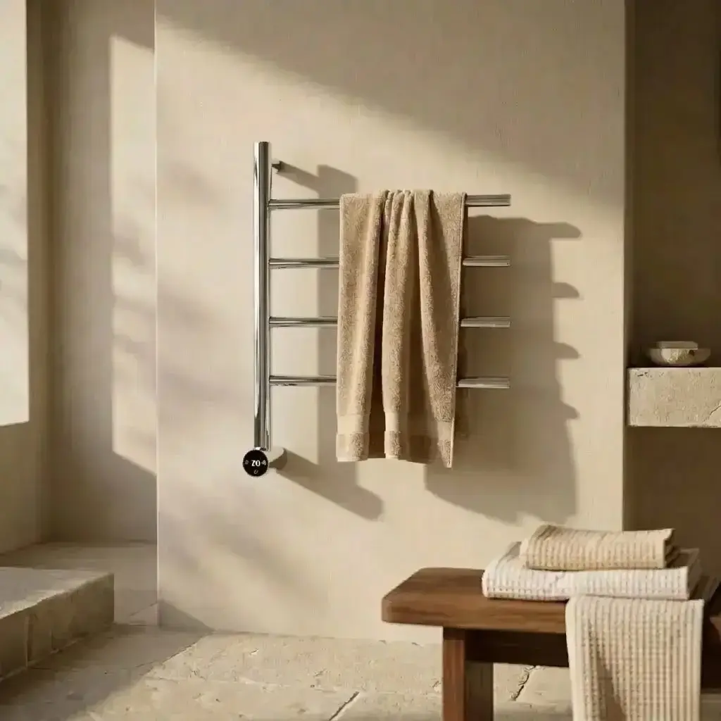 Sèche serviette 47.3x57x12cm, 75W, Inox brossé, Elios  