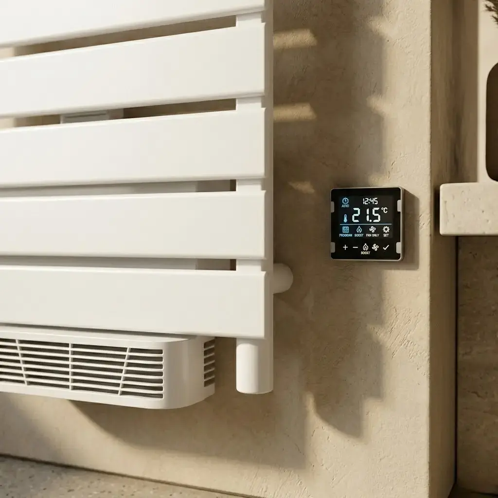 Sèche-Serviettes électrique avec soufflerie, 120x55 cm, 750W + 1000W, Blanc, Swag