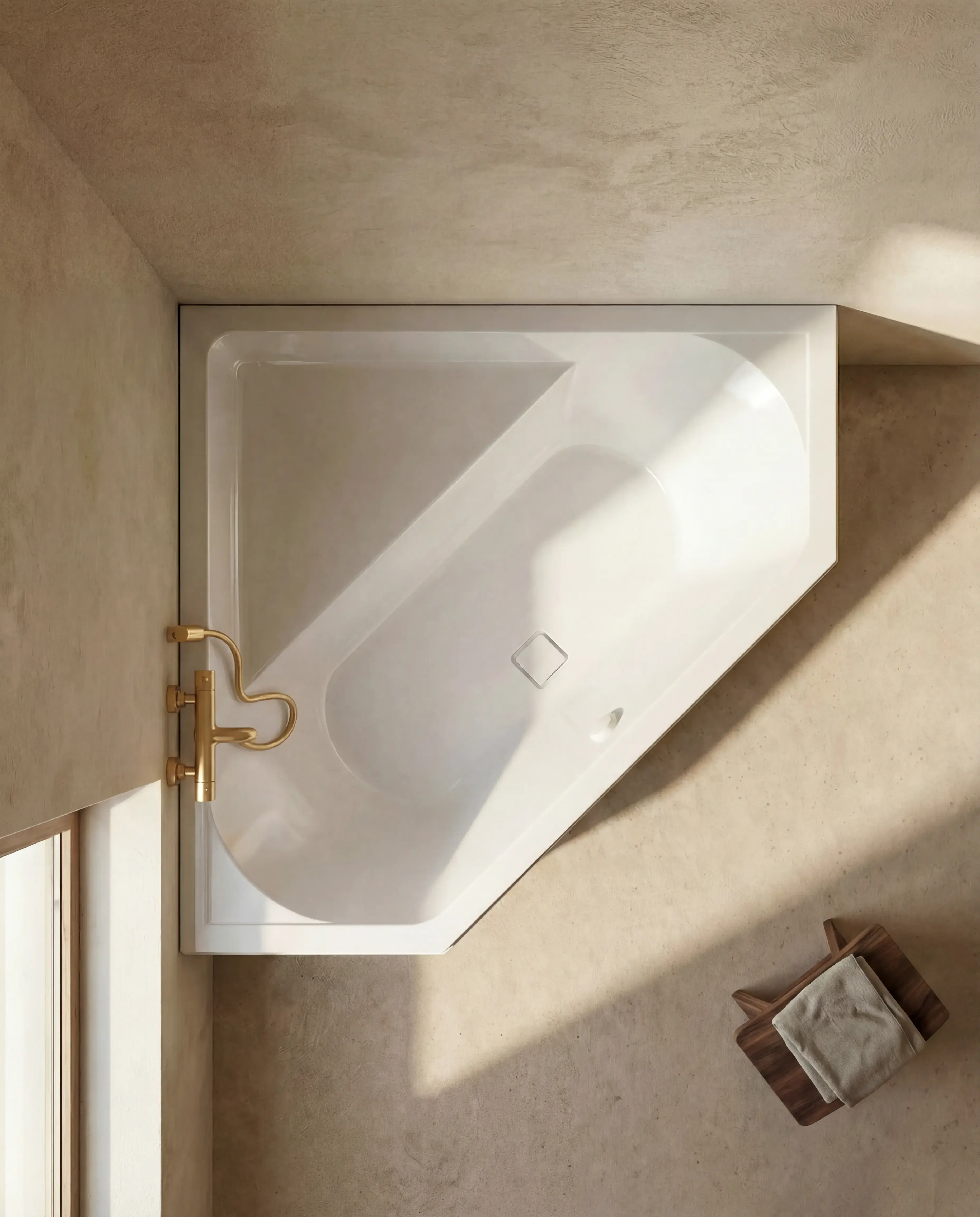 Baignoire d'angle Cavallo, 140 x 140 cm, acrylique