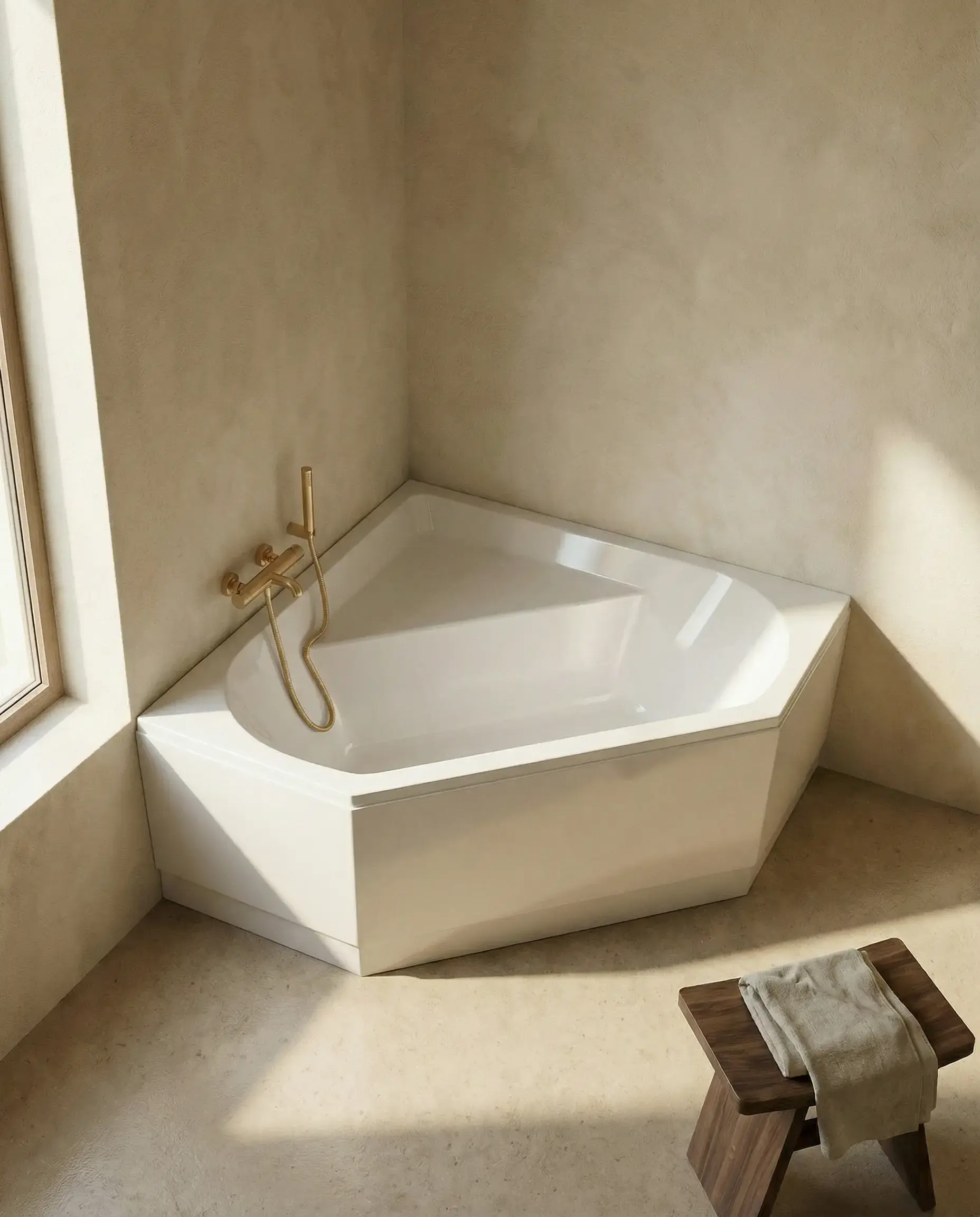 Baignoire d'angle Cavallo, 140 x 140 cm, acrylique