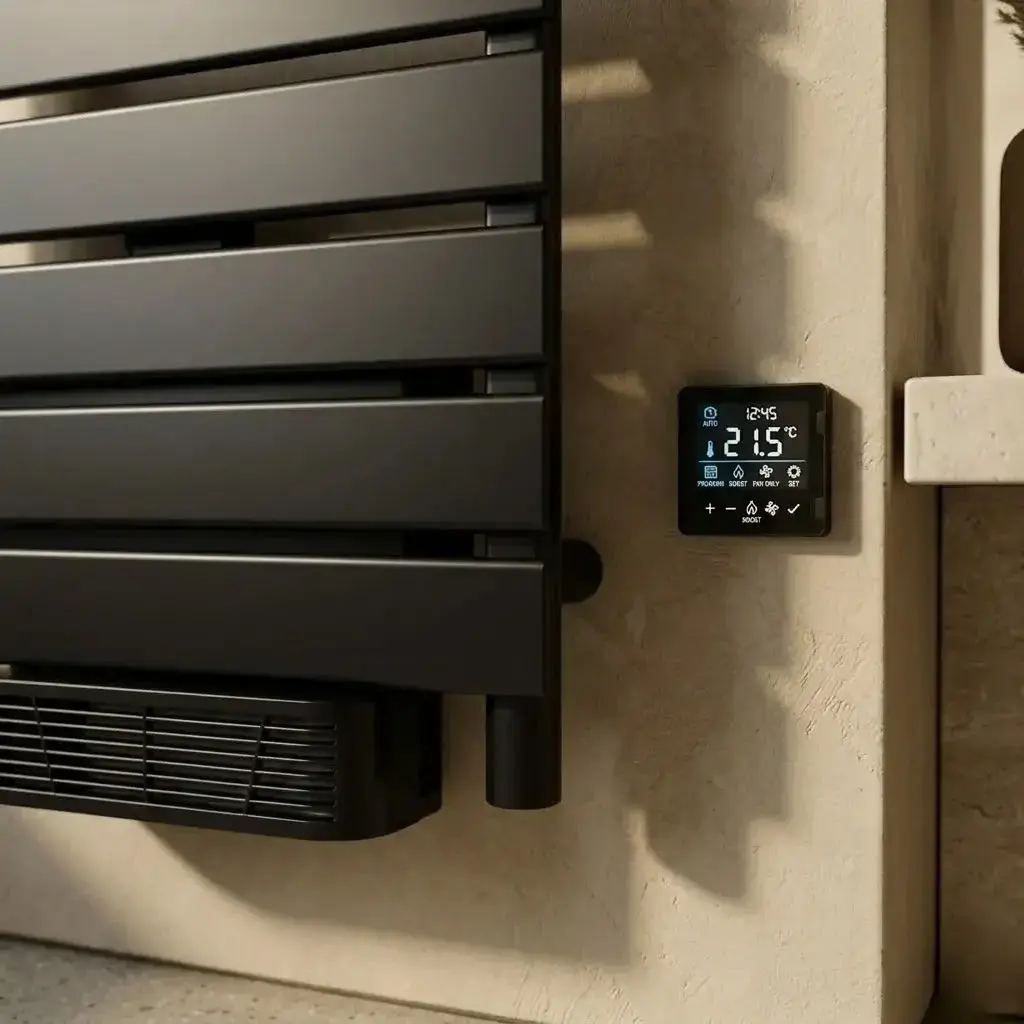 Sèche-Serviettes électrique avec soufflerie, 120x55 cm, 750W + 1000W, Noir, Swag