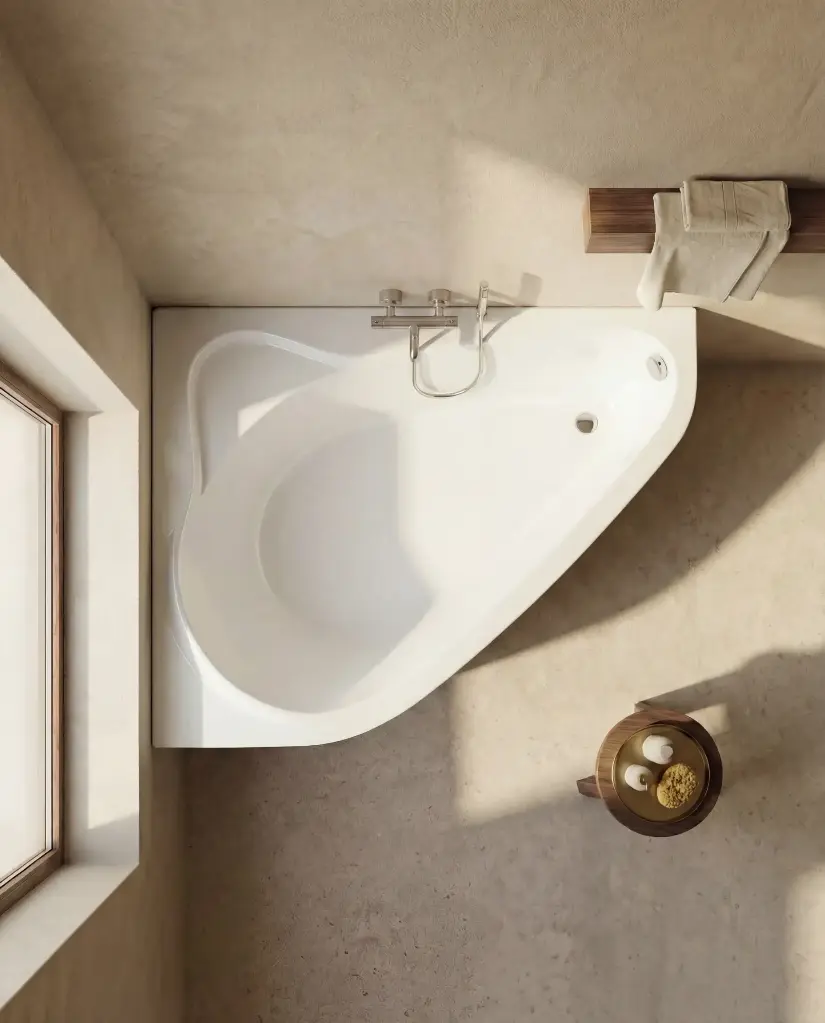 Baignoire d'angle asymétrique gauche, 160 x 105 cm, Selena (3).webp