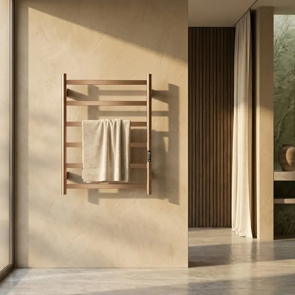 Sèche serviette 57.3x75.4x9.3cm, 140W, Doré rose brossé, Scala 