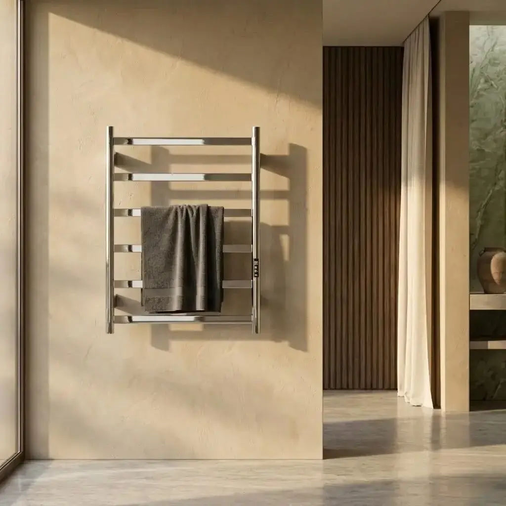 Sèche serviette 57.3x75.4x9.3cm, 140W, inox brossé, Scala  