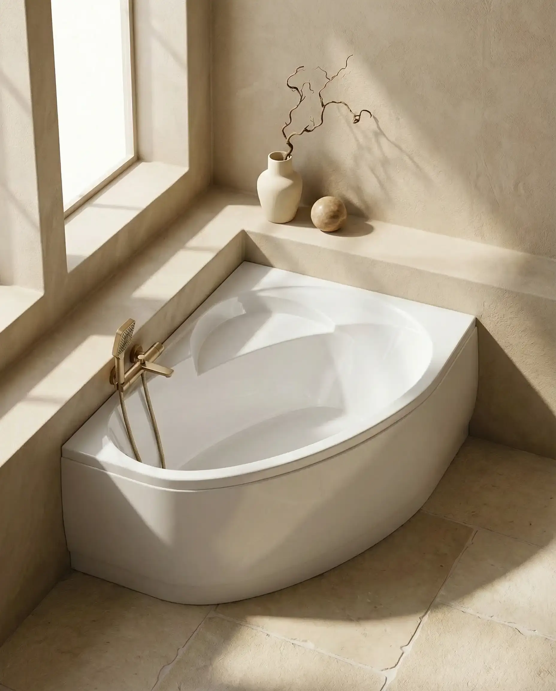 Baignoire d'angle droite, 150 x 100 cm, Flora