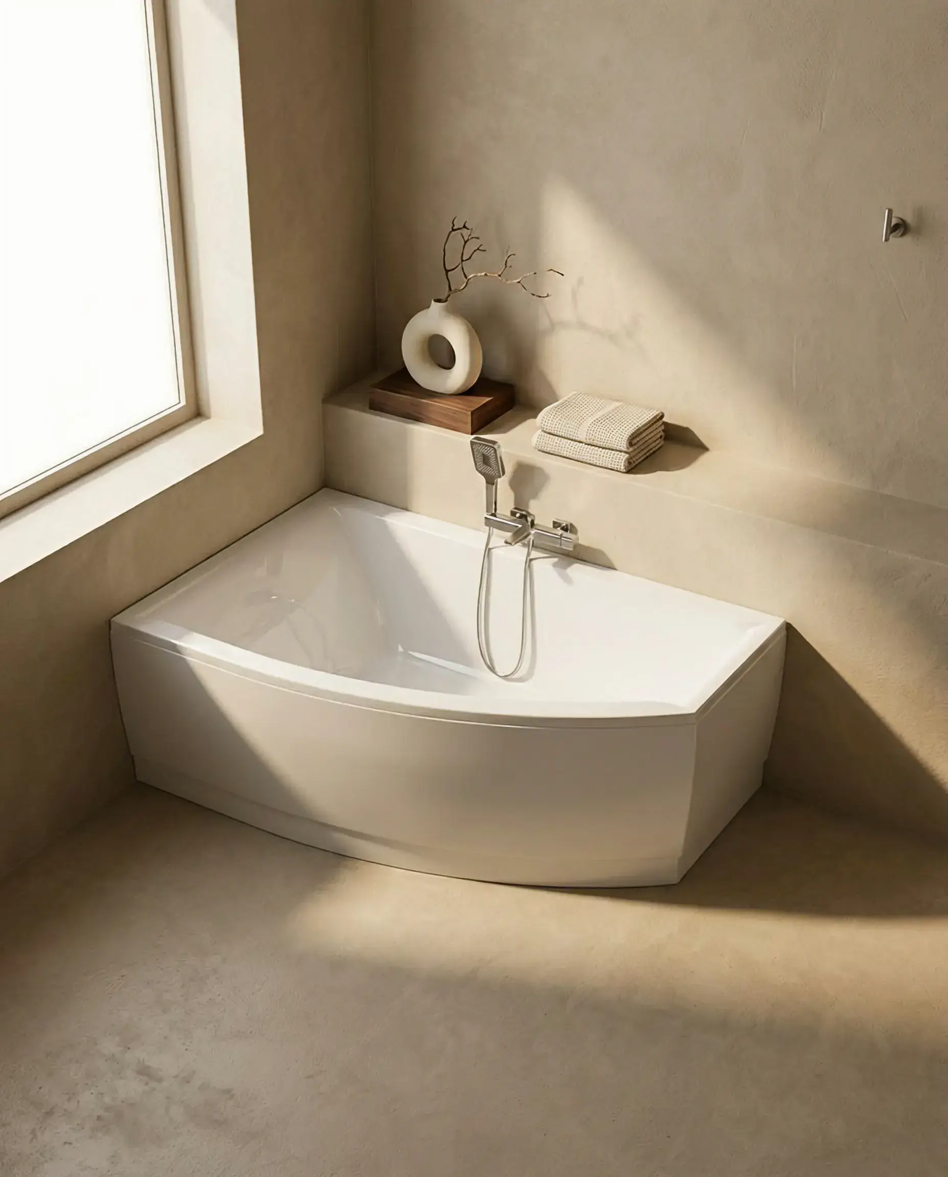 Baignoire asymétrique gauche, 160 x 105 cm, acrylique, Veronella