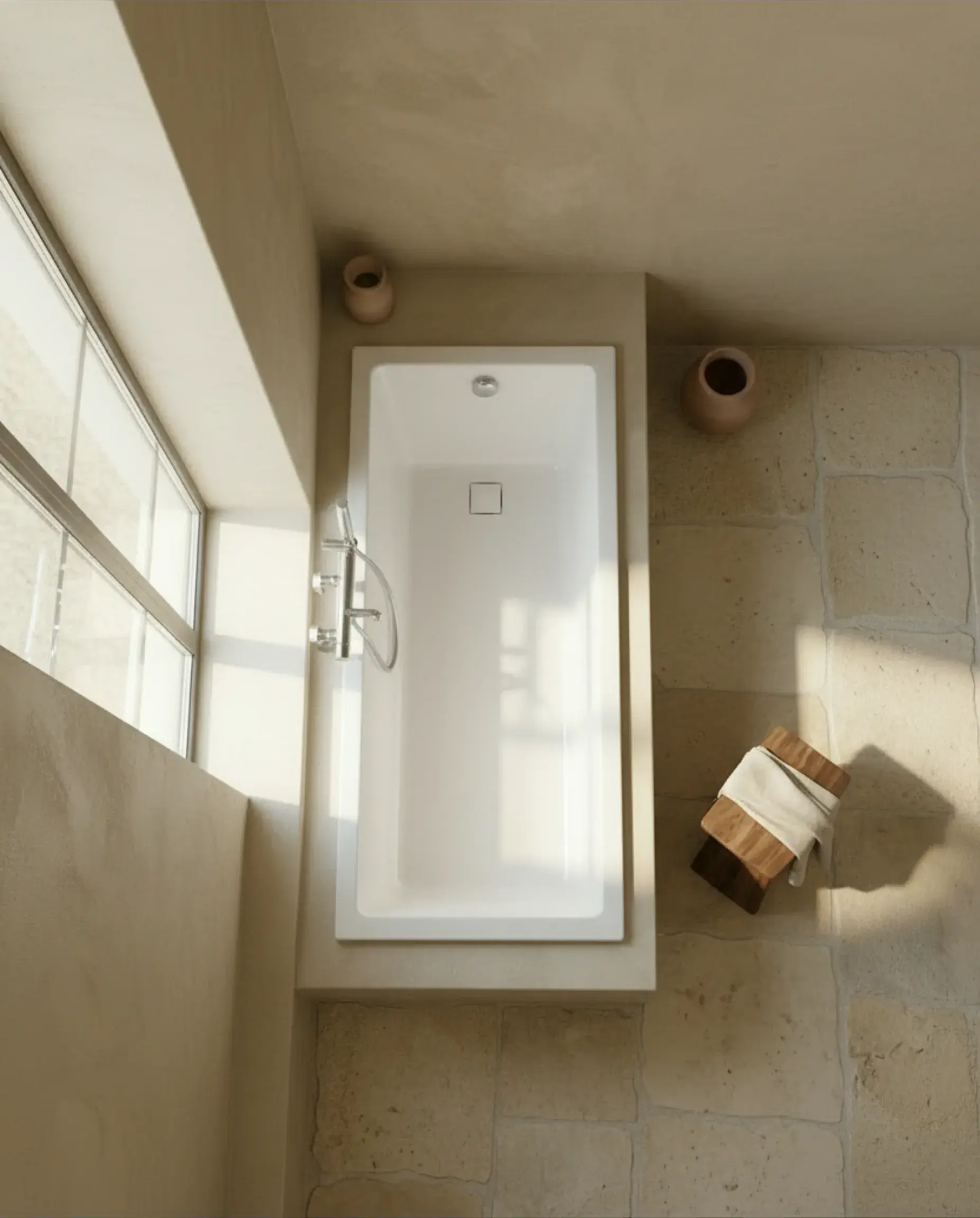 Baignoire rectangulaire, 170x75 cm, acrylique, Cavallo