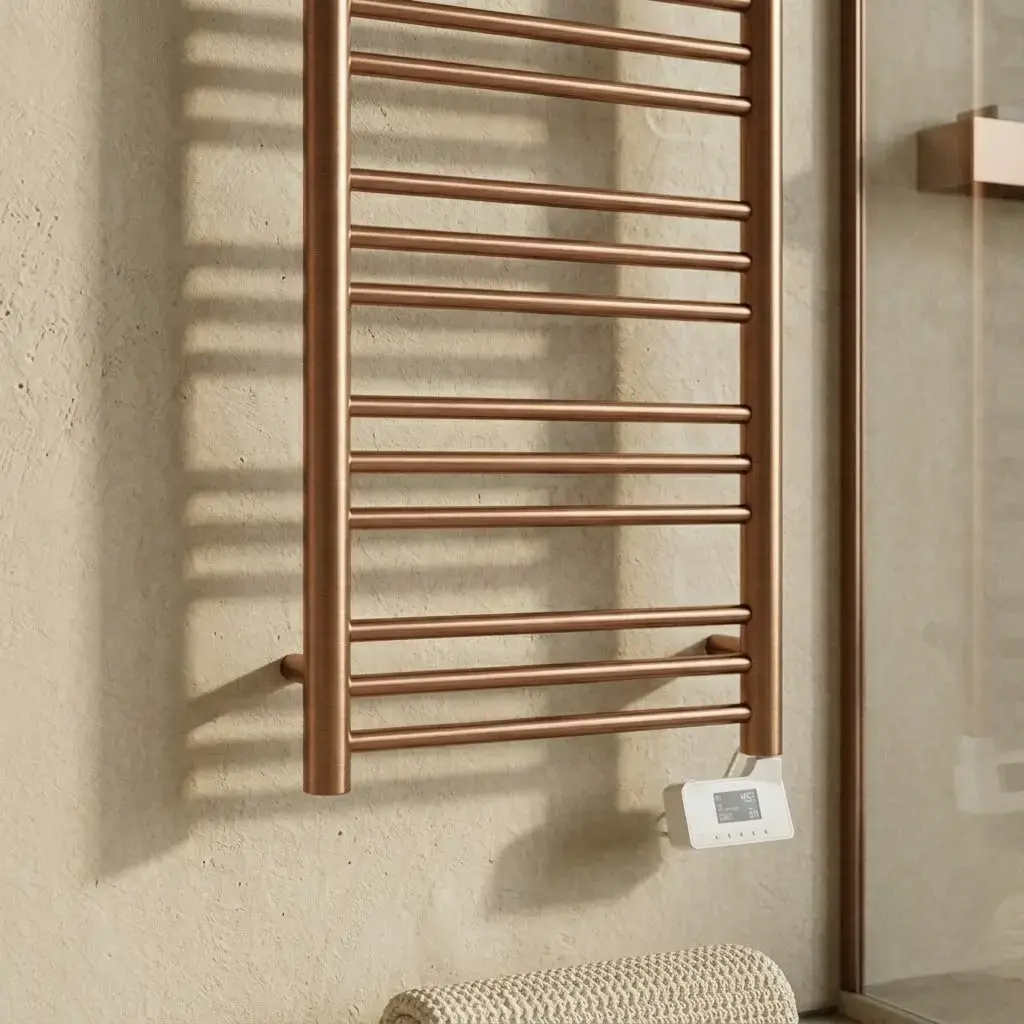 Sèche-Serviettes électrique, 120x50 cm, 500W, Doré Rose brossé, Châtelet