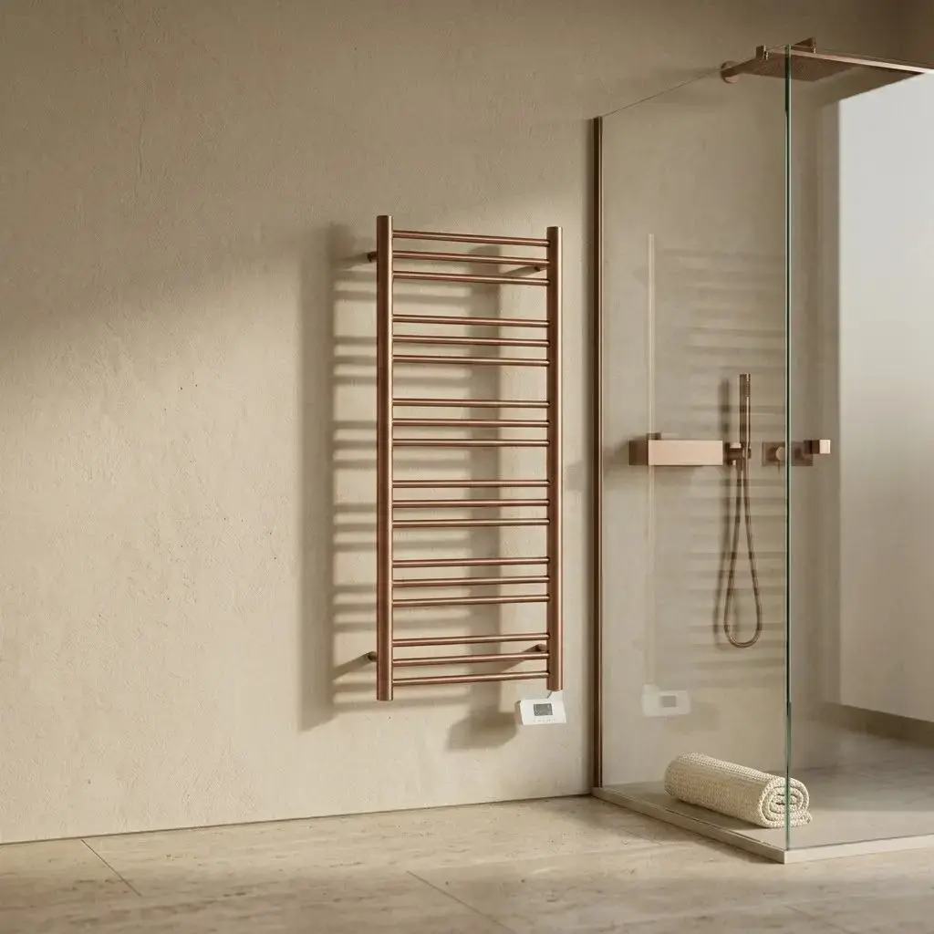 Sèche-Serviettes électrique, 120x50 cm, 500W, Doré Rose brossé, Châtelet