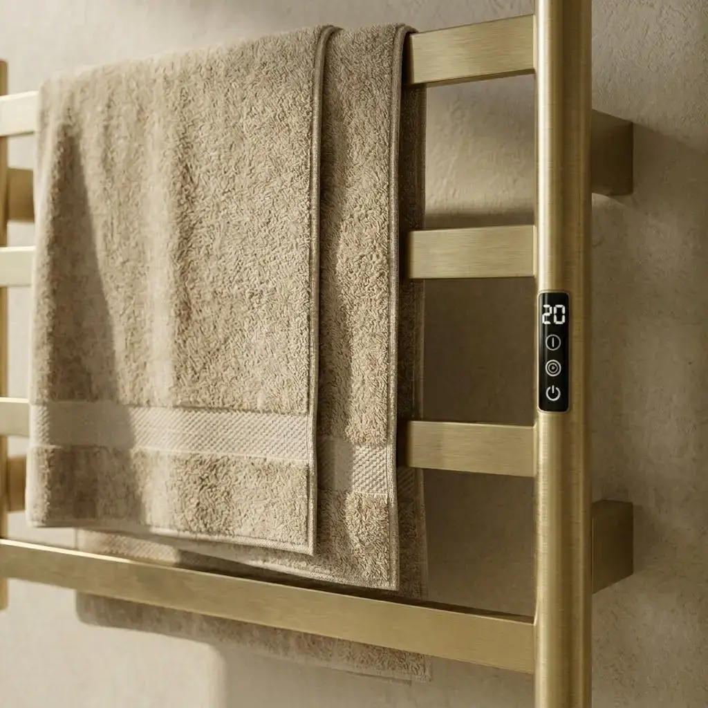 Sèche serviette 57.3x47.4x9.3cm, 90W, Doré brossé, Kalia 