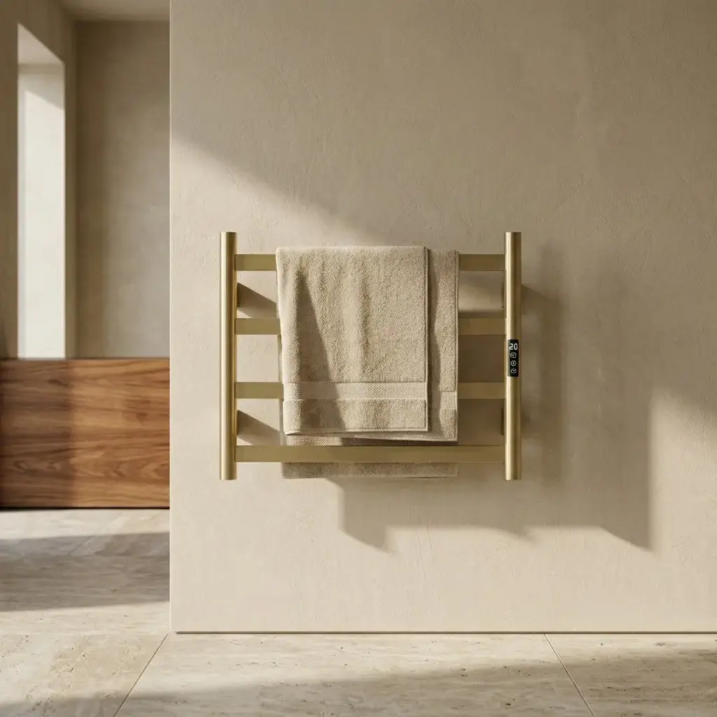 Sèche serviette 57.3x47.4x9.3cm, 90W, Doré brossé, Kalia 