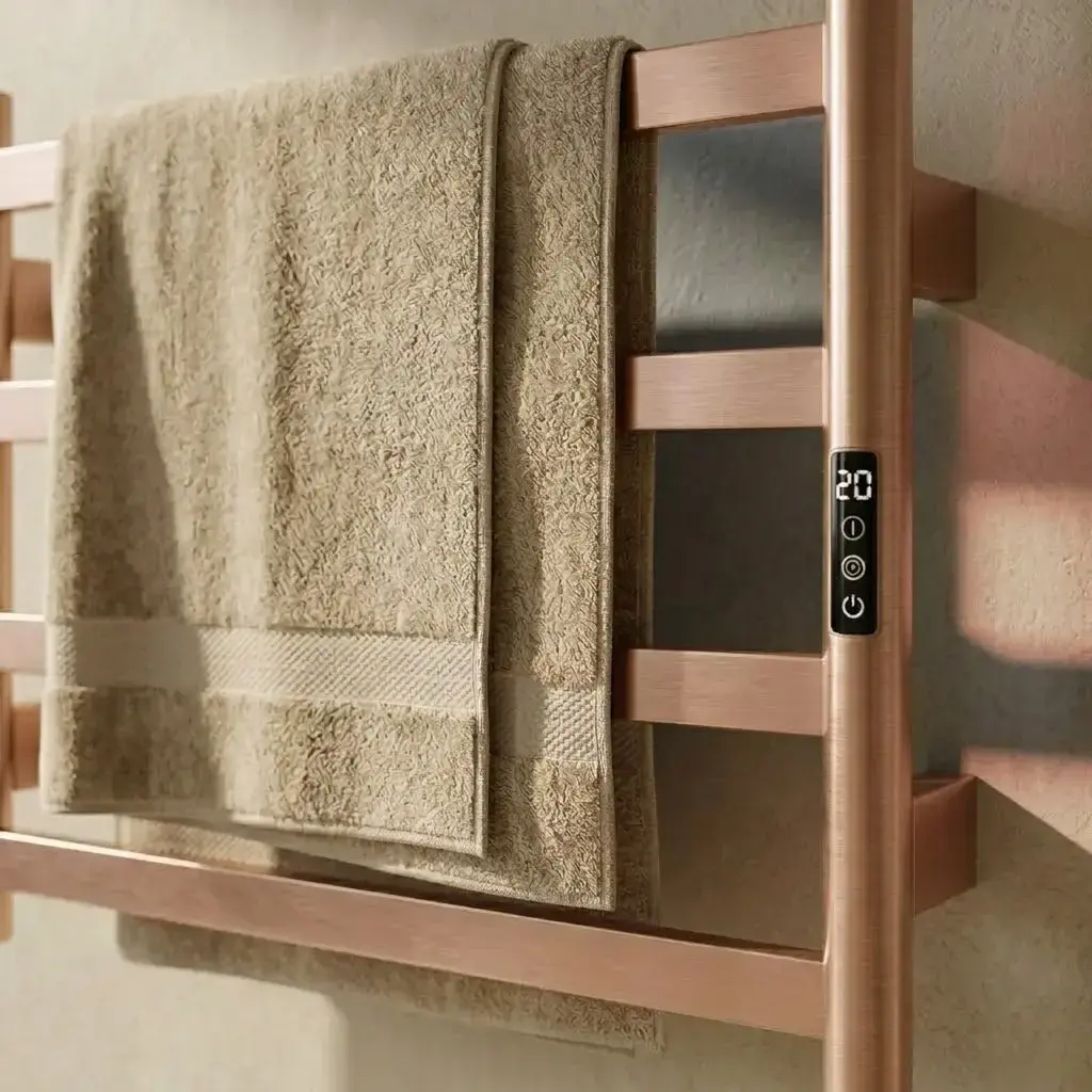 Sèche serviette 57.3x47.4x9.3cm, 90W, Doré rose brossé, Kalia  