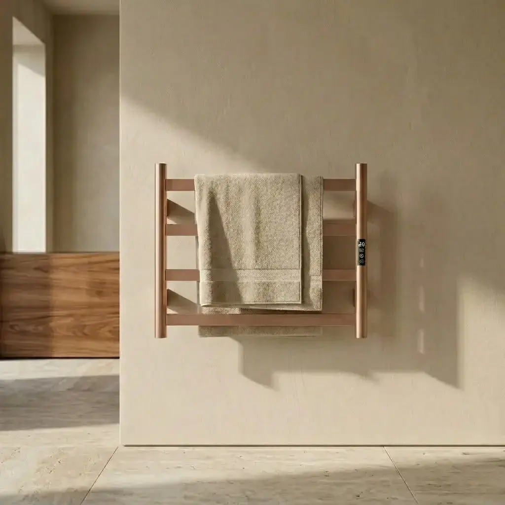 Sèche serviette 57.3x47.4x9.3cm, 90W, Doré rose brossé, Kalia  