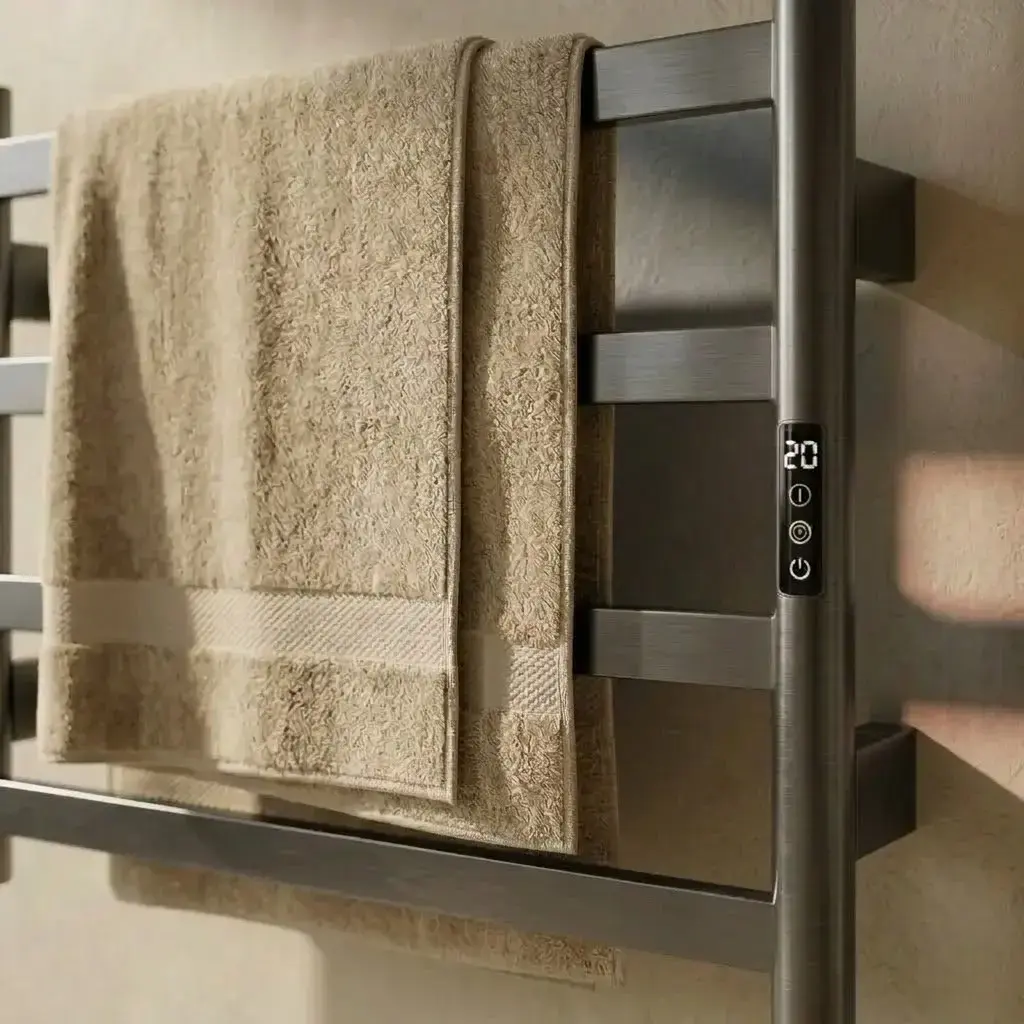 Sèche serviette 57.3x47.4x9.3cm, 90W, Gun métal brossé, Kalia 