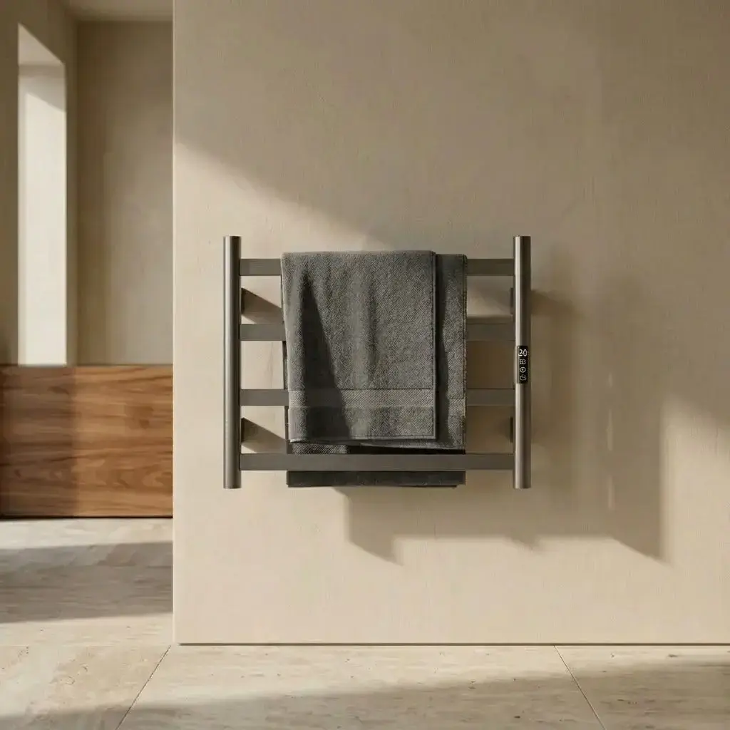 Sèche serviette 57.3x47.4x9.3cm, 90W, Gun métal brossé, Kalia 