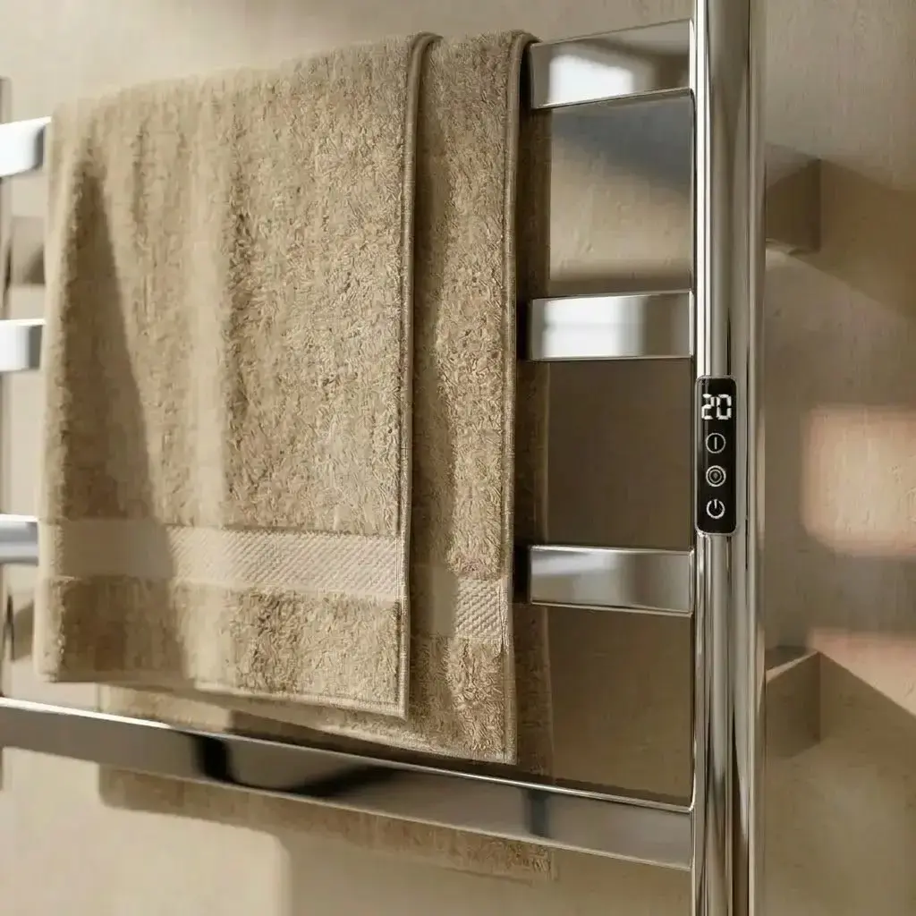 Sèche serviette 57.3x47.4x9.3cm, 90W, Inox brossé, Kalia   