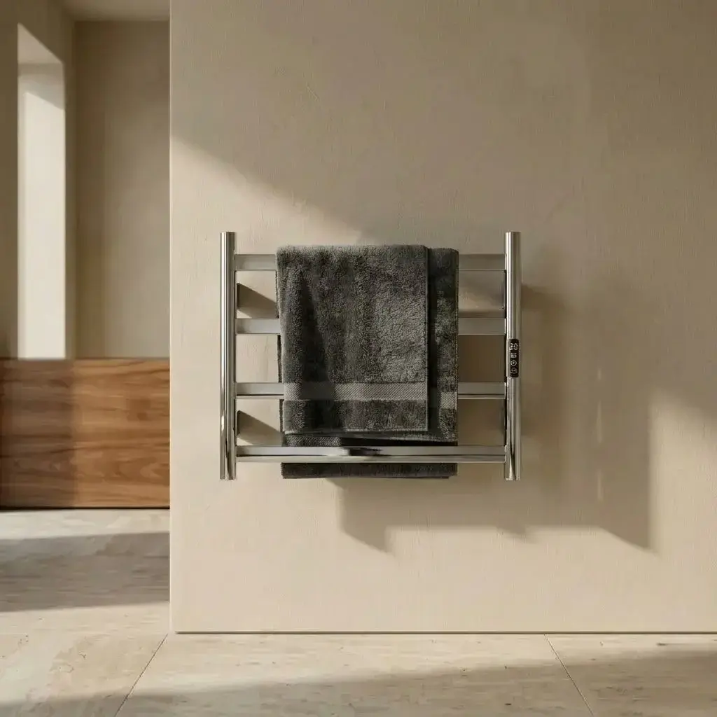 Sèche serviette 57.3x47.4x9.3cm, 90W, Inox brossé, Kalia   