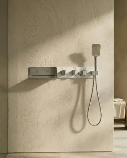 Mitigeur thermostatique douche encastré 5 voies, finition marbre blanc,  Infinity Elements (3).webp