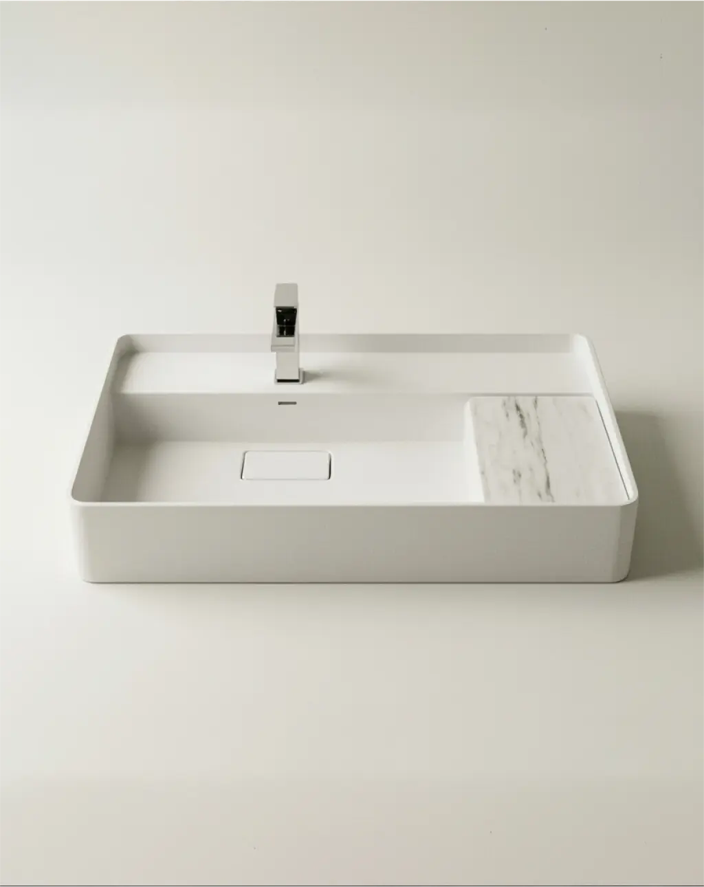 Lavabo vasque en résine minérale 80cm, tablette aspect marbre, Infinity Elements