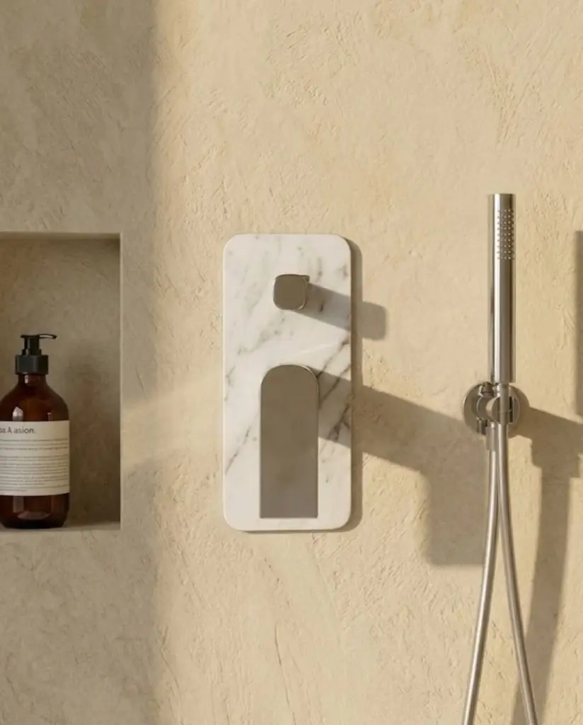 Mitigeur bain-douche encastré, finition marbre blanc, Infinity Elements (1).webp