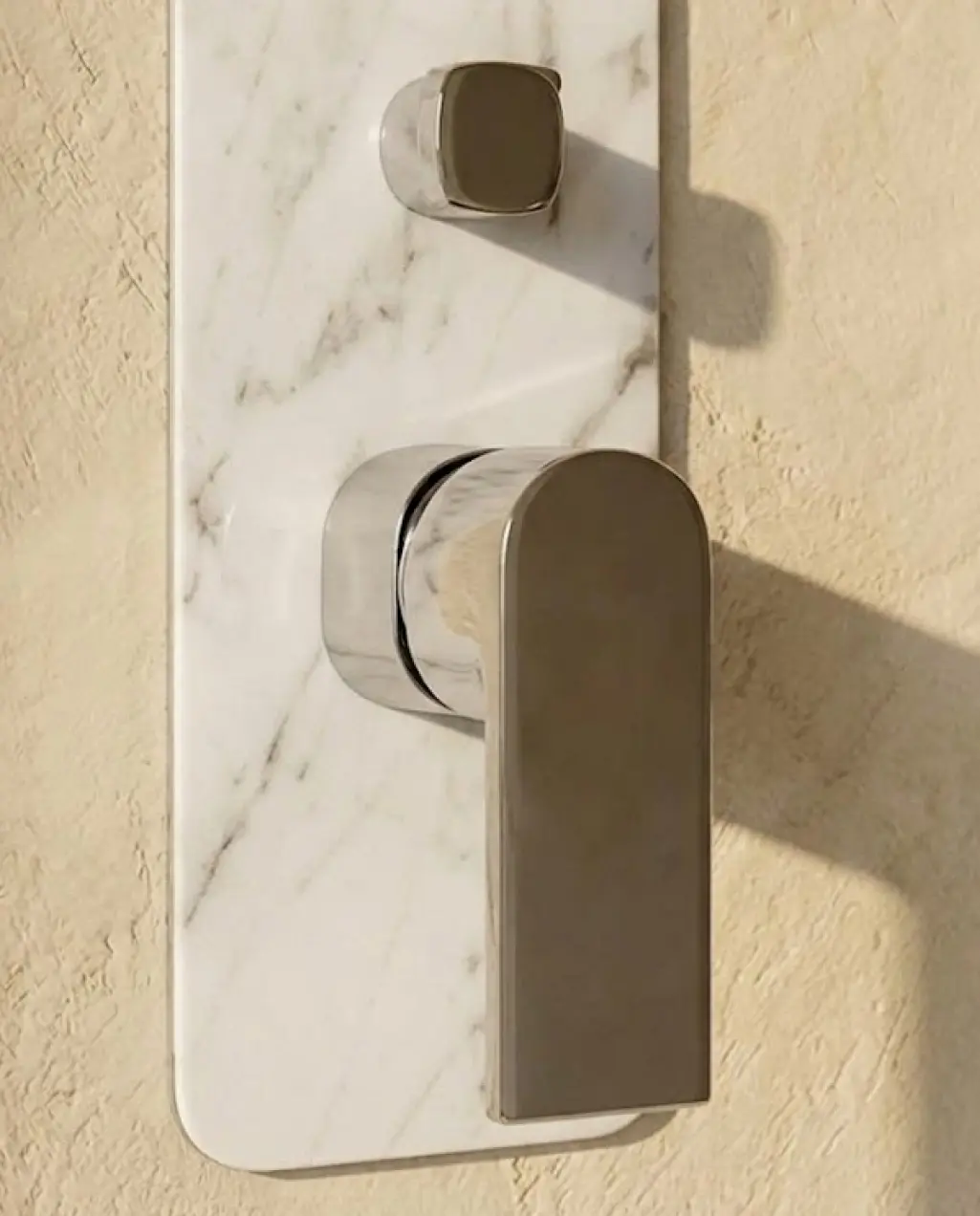 Mitigeur bain-douche encastré, finition marbre blanc, Infinity Elements