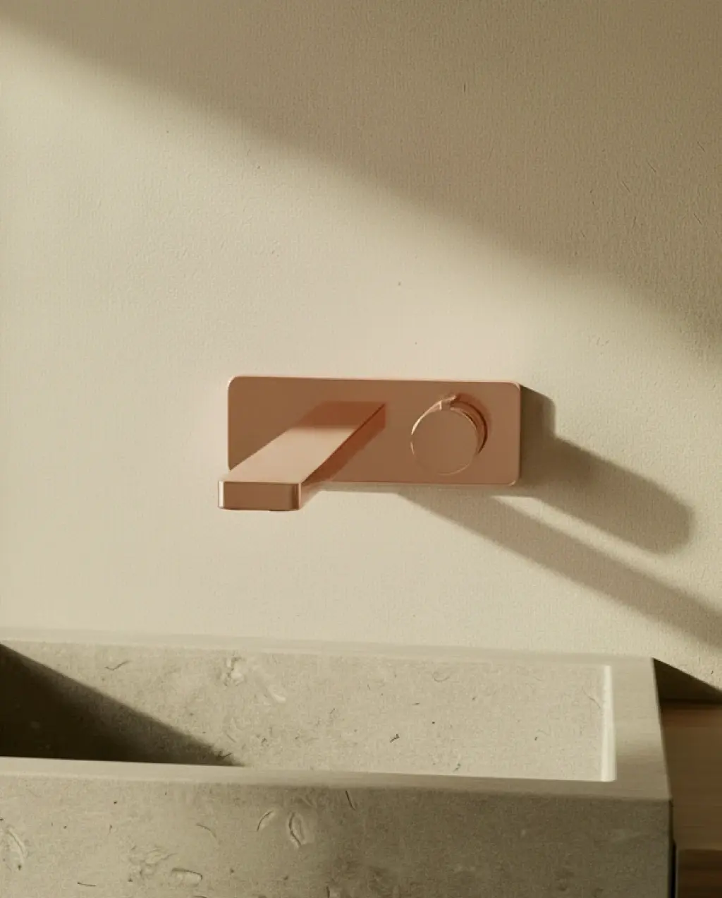 Robinet mitigeur lavabo mural encastré or rose mat, Carrousel