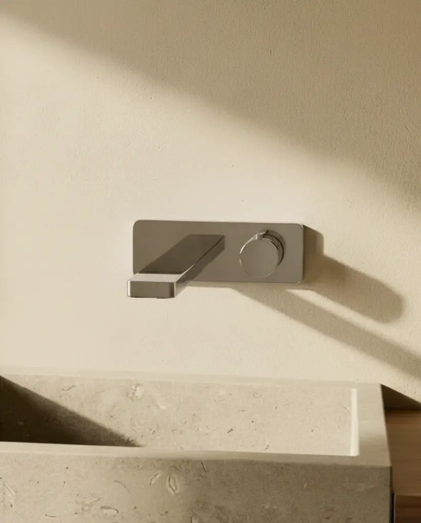 Robinet mitigeur lavabo mural encastré chromé, Carrousel (2).webp