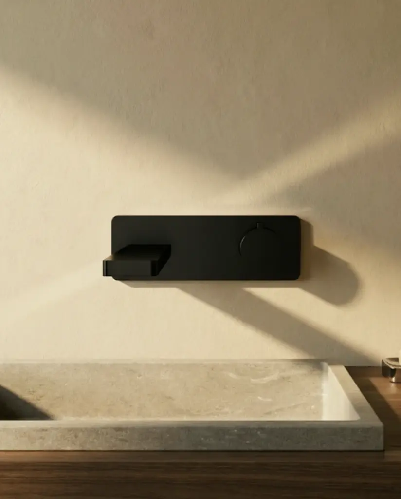 Robinet mitigeur lavabo mural encastré noir mat, Carrousel (3).webp