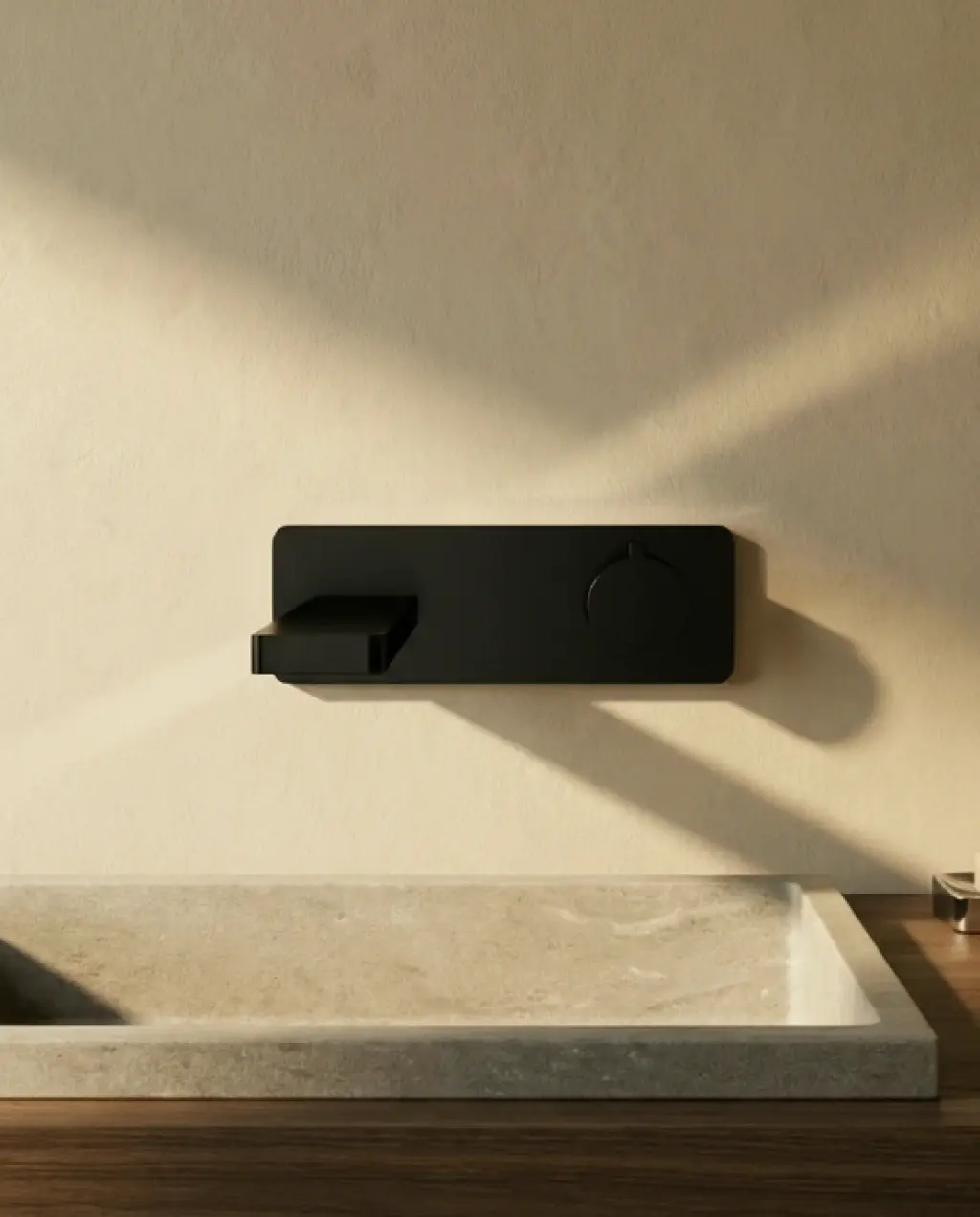 Robinet mitigeur lavabo mural encastré noir mat, Carrousel