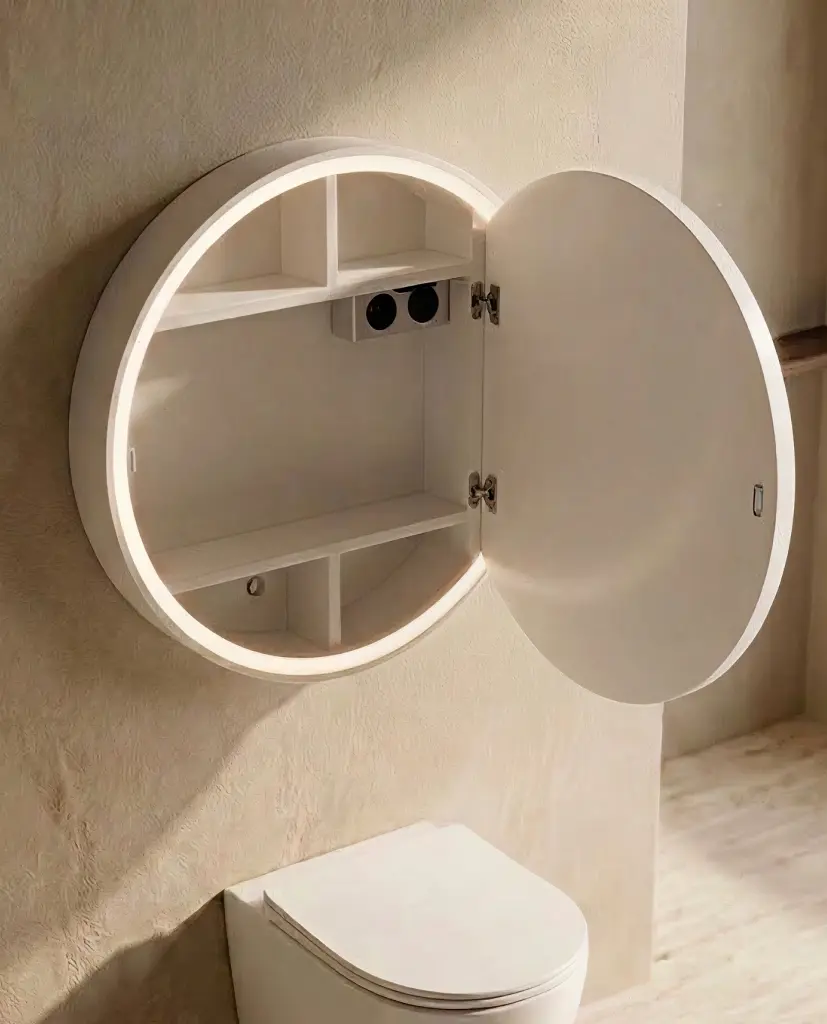 Armoire de toilette Ø60 cm, blanc, Géode.webp