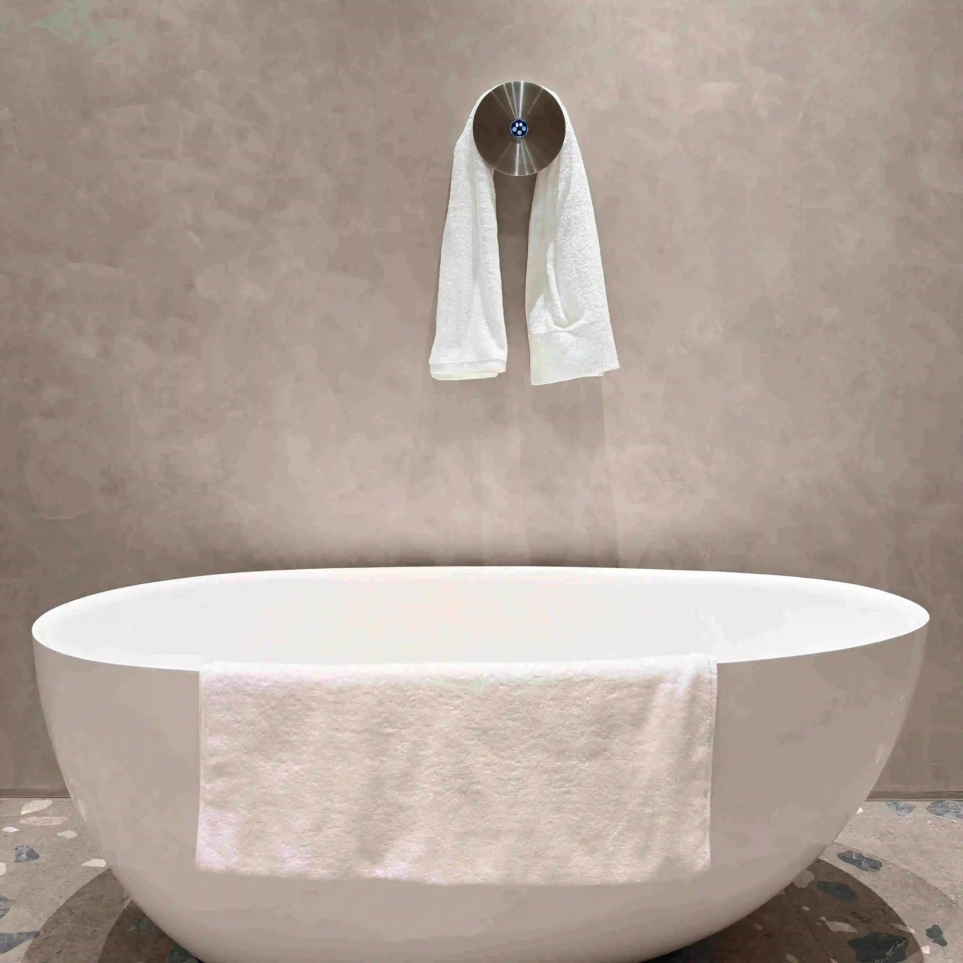 Sèche serviette électrique rond, diamètre 21cm, inox brossé, Disc    