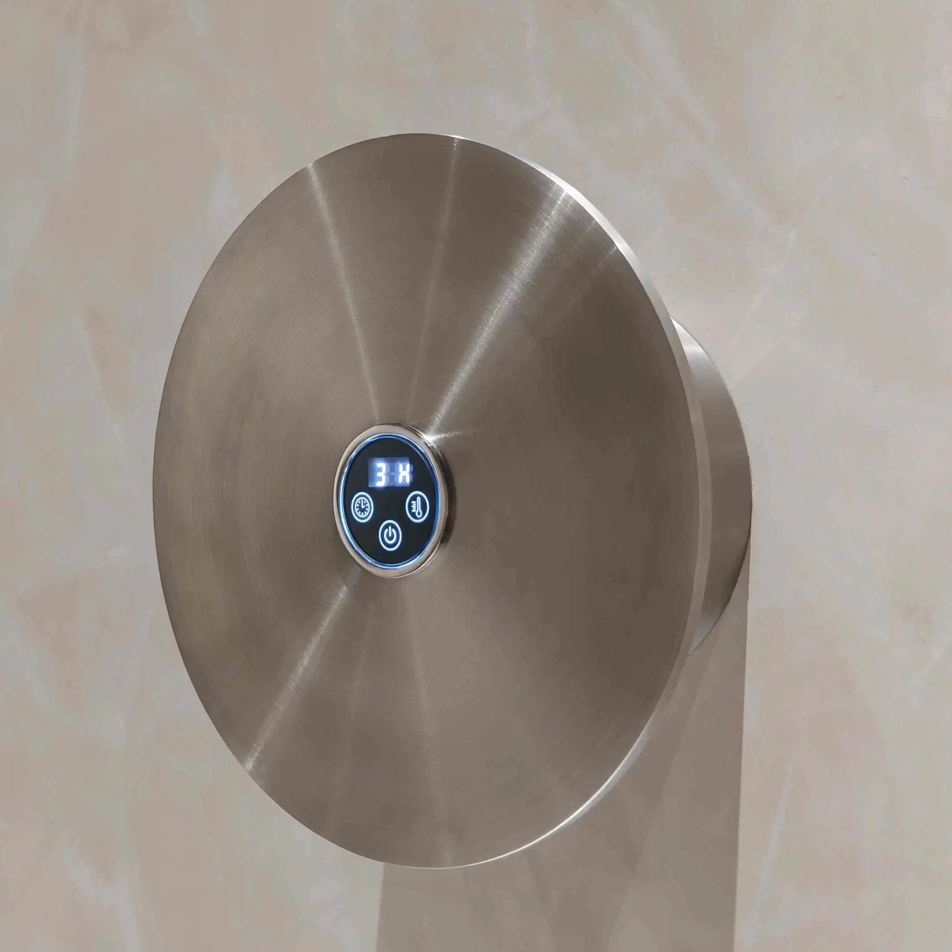 Sèche serviette électrique rond, diamètre 21cm, inox brossé, Disc    