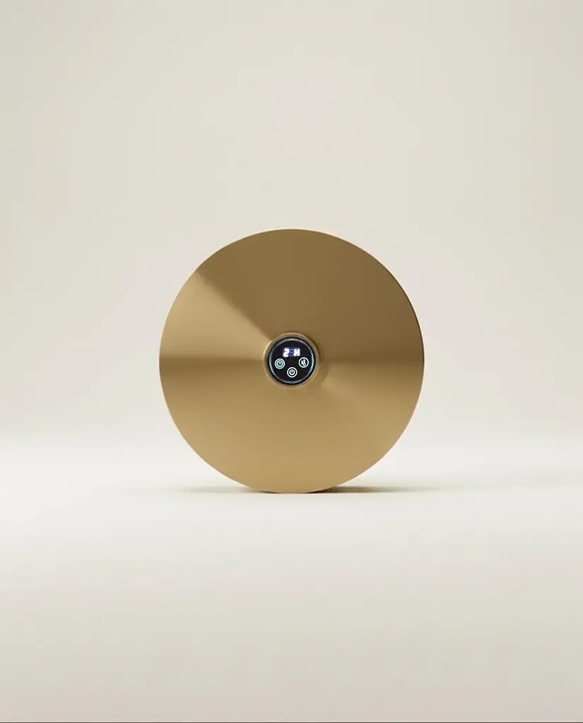 Sèche serviette électrique rond, diamètre 21cm, doré brossé, Disc  