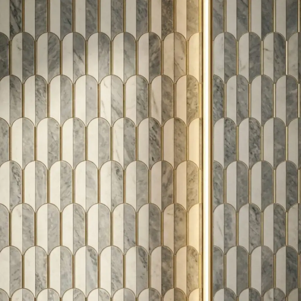 Mosaïque, 26,4x25,05 cm, gris et doré, Venice