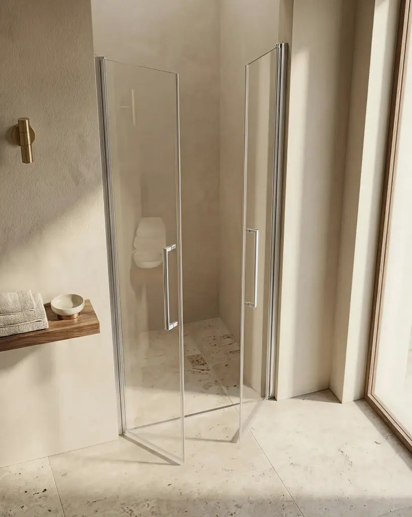Porte de douche saloon, Sur-mesure de 58 à 95,5 cm, Chrome, Regia.webp