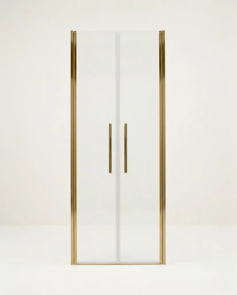 Porte de douche saloon, Sur-mesure de 58 à 95,5 cm, Doré brossé, Regia (1).webp