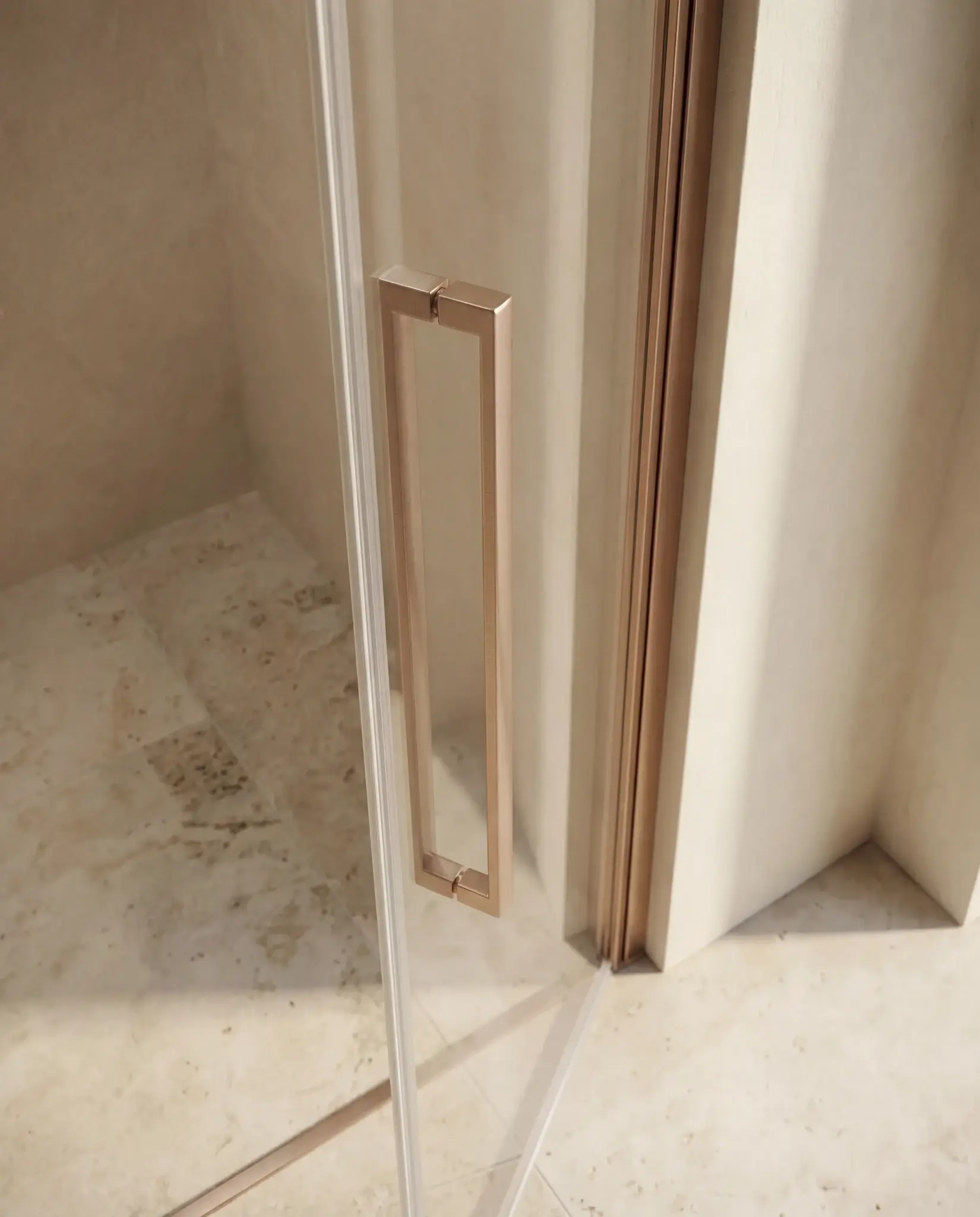Porte de douche saloon, Sur-mesure de 58 à 95,5 cm, Doré rose brossé, Regia 