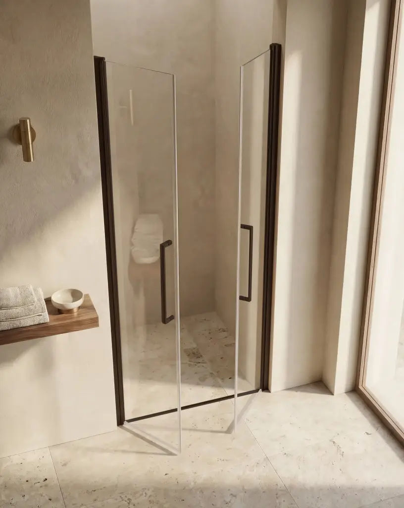 Porte de douche saloon, Sur-mesure de 58 à 95,5 cm, Noir brossé, Regia (3).webp