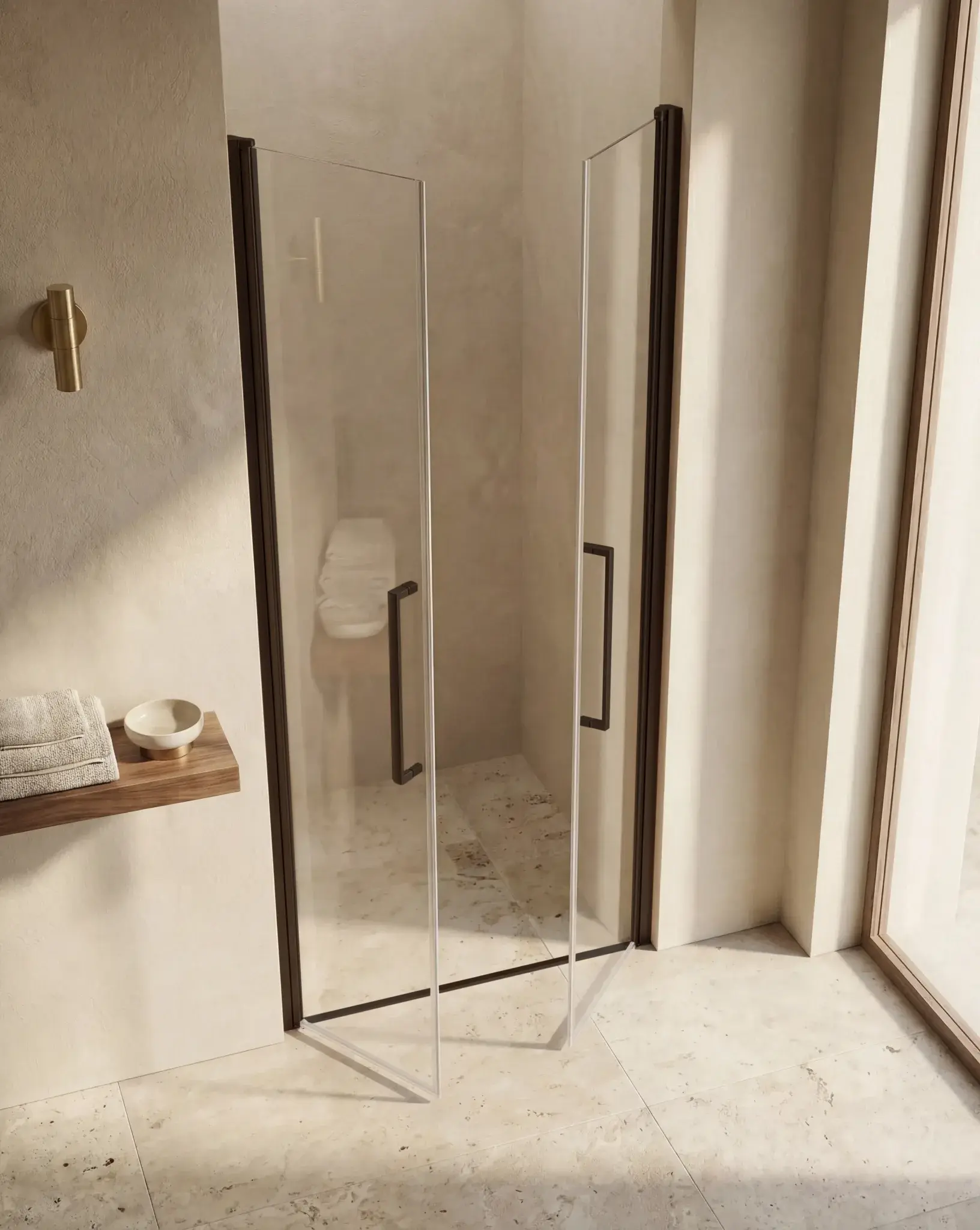 Porte de douche saloon, Sur-mesure de 58 à 95,5 cm, Noir brossé, Regia 