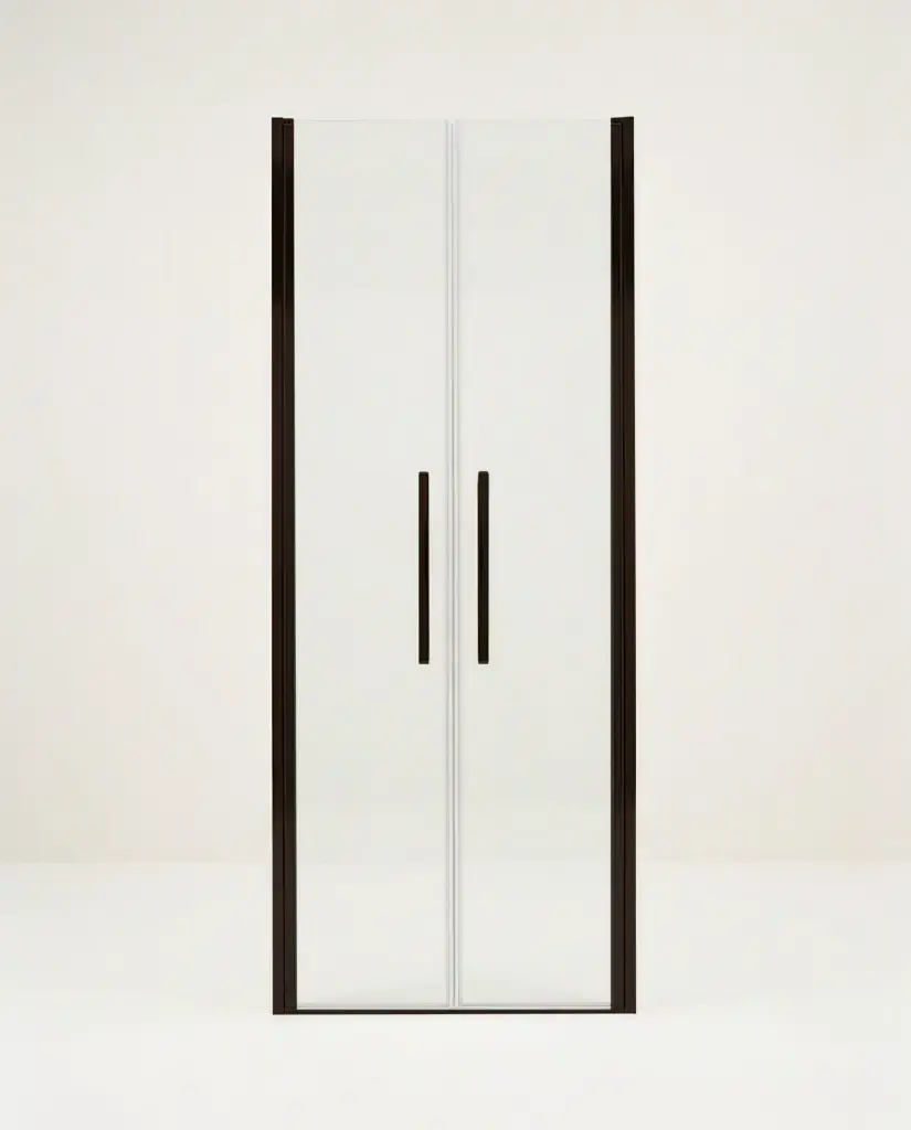 Porte de douche saloon, Sur-mesure de 58 à 95,5 cm, Noir brossé, Regia (1).webp