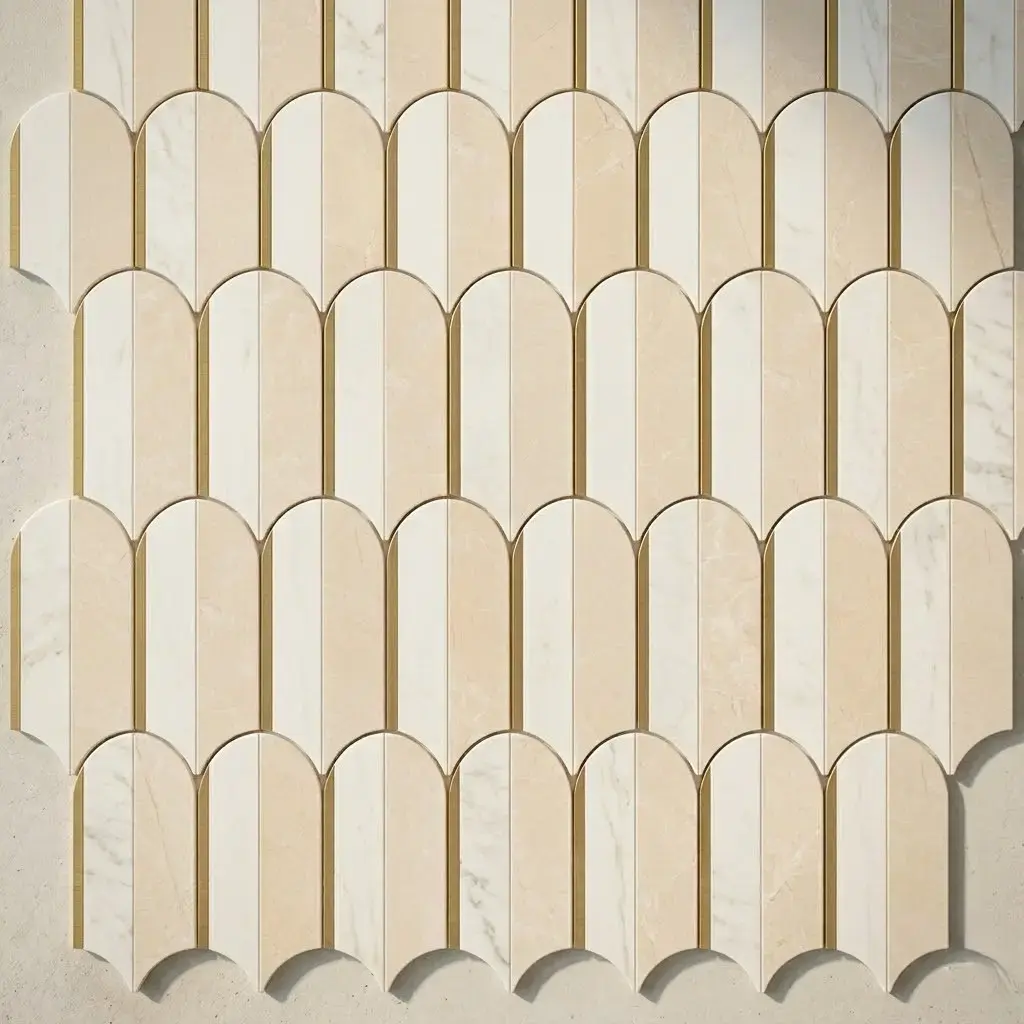 Mosaïque, 26,4x25,05 cm, crème et doré, Venice