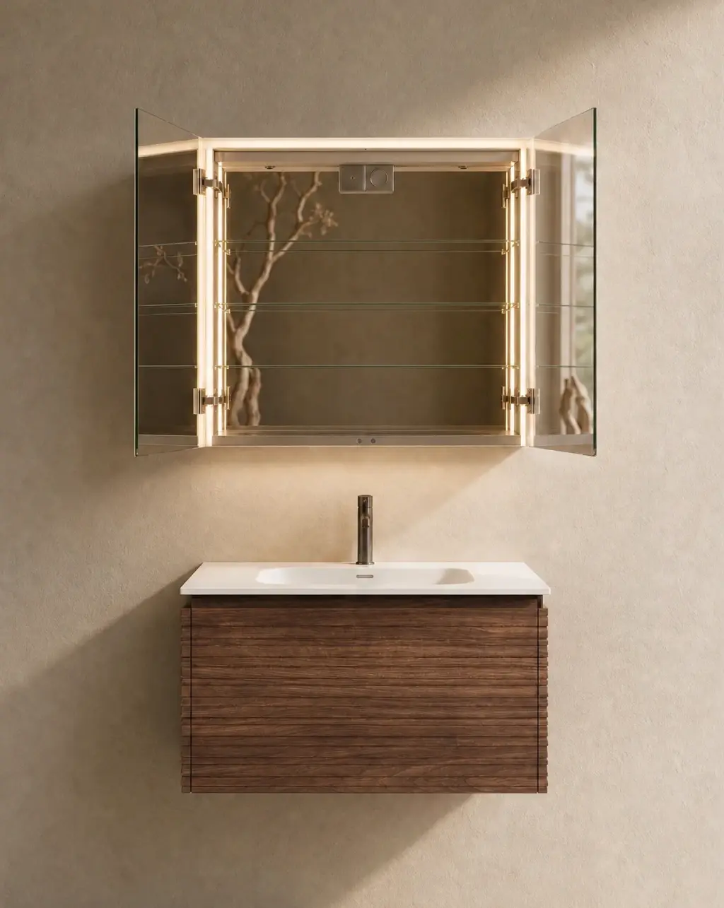 Armoire de toilette 80 cm, LED, Montebello