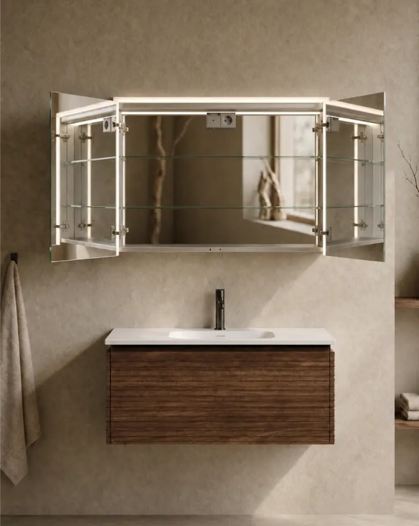 Armoire de toilette 100 cm, LED, Montebello (7).webp