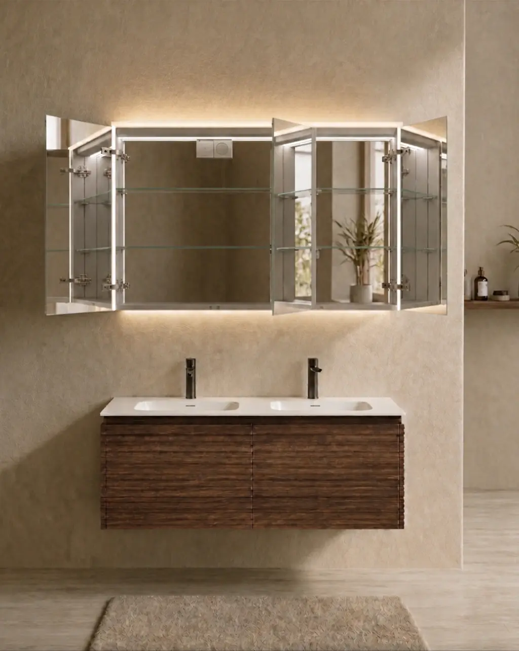 Armoire de toilette 120 cm, LED, Montebello